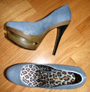 Jessica Simpson blue denim colie secret pump platform heels 9.5 9