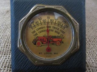 Vintage General Fire Truck & Hose Co Thermometer Sign Antique Store 