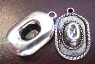   SILVER WESTERN 3D miniature ROPED COWBOY HATS PENDANTS JEWELRY SUPPLY