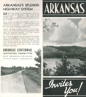 1936 Promotional Brochure Issued for Arkansas Centennial Hot Springs 