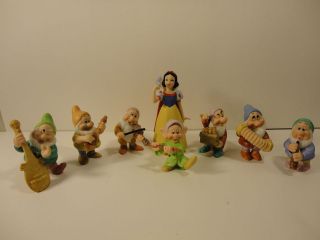 Disney, SNOW WHITE & The Seven Dwarfs BAND Ceramic Bisque Figurines 
