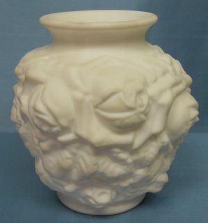 Imperial Glass Milk Glass La Bella Rose #181 Vase in Doeskin Finish 