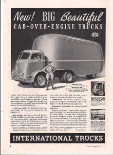 1939 VINTAGE INTERNATIONAL TRUCKS NEW BIG BEAUTIFUL CAB OVER ENGINE 