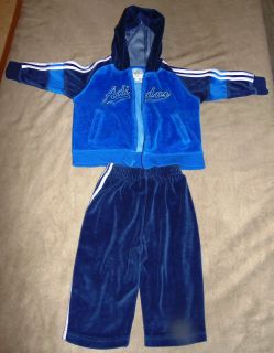   Boys 18 months Pants Jacket Set Outfit Blue Velour Sweatsuit EUC