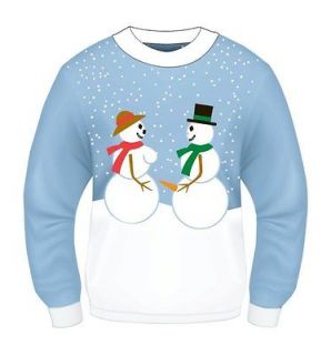 Ugly Christmas Snow Couple Adult Sweater *New*