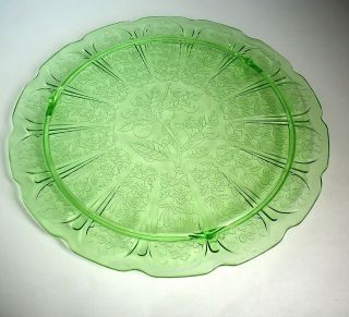   , 10¼” Cake Plate, Cherry Blossom Pattern, Jeannette Glass Company