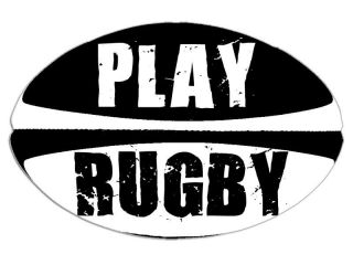 3x5 in Ball Shaped PLAY RUGBY Sticker  decal team rugger fun funny us 