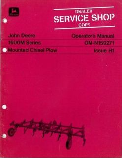 John Deere 1600M Series Mounted Chisel Plow Dealer Service Copy Op 