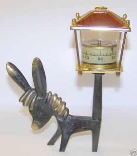 solid brass donkey with thermometer  24 95