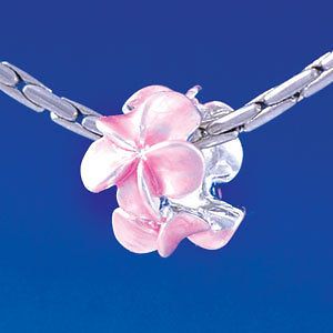 pearl pink plumeria flowers large hole european charm bead usa
