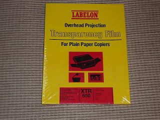 Transparency film for copiers New 100 sheets 8 1/2 x 11  Labelon 