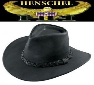   in the USA Henschel AUSTRALIAN Leather Western Cowboy Hat Black NWT