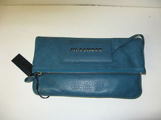JIL SANDER SS2011 Stale Blue ENVELOPPE Foldover Leather CLUTCH BAG 