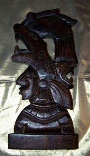 Aztec Style Wooden Handcarved god with Symbols 11.5 x 5 Mexico?