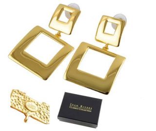Joan Rivers 14kt Yellow Gold Ep Sophisticated Squares Dangle Earrings