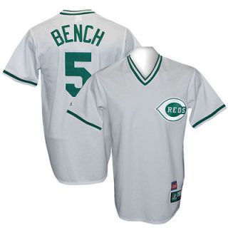 REDS Johnny Bench Cooperstown Throwback GREEN Jersey L