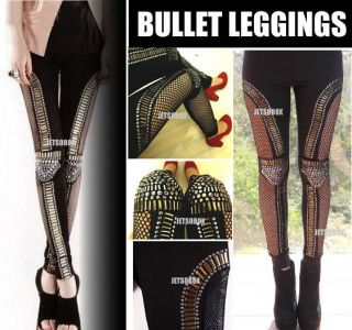   Rock Bead embellished Bullet Paneled Leggings Tights Pants Sz S M