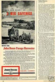1949 John Deere Forage Harvester Farm Tractor Ad