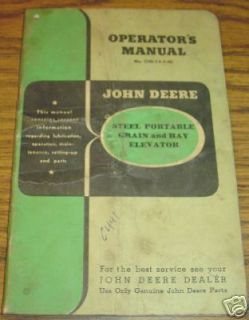 John Deere Steel Grain Hay Elevator Operators Manual