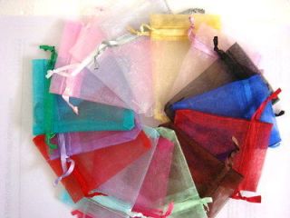 50x 3X3.5 Mixed Color Plain Organza Wedding Jewelry Favor Pouch Gift 