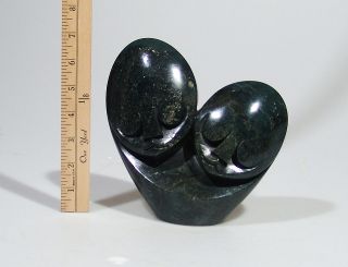 Lovers Serpentine Shona Stone Sculpture by Cuth Hand Carved in 