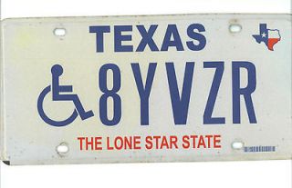 Genuine TEXAS License Plate   Wheel Chair   not dated (1990s?), good 