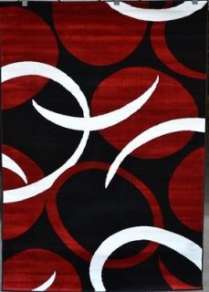 1062 Red White Black 10x13 Large Area Rug Carpet Modern Contemporary