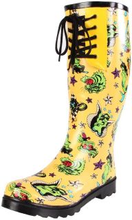 Betsey Johnson Womens Baxterr Waterproof Rain Boots Tattoo Print 