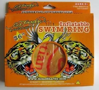 ed hardy boys girls 36 inflatable tiger swim ring nib