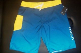 NWT RVCA Boardshorts Blue/Yellow Size 34 MSRP $55