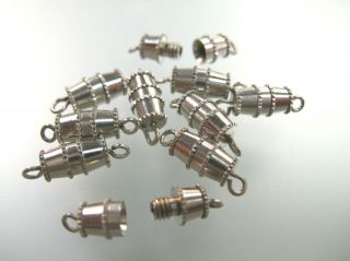 Silver plated screw barrel clasps  bigger size 40 pcs 9.5 mm long