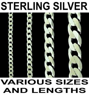 925 STERLING SILVER 16 18 20 22 24 26 28 30 INCH FLAT CURB LINK CHAIN 