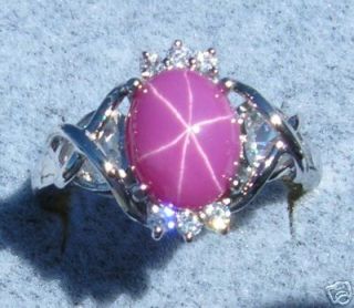 LINDE LINDY STAR RUBY CREATED SAPPHIRE PINK STAR RING