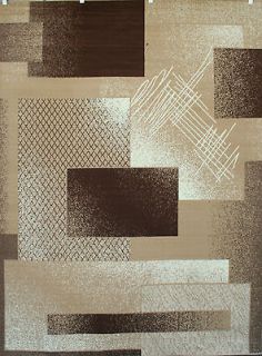 New 52x74 Area Rug Brown Modern Squares Lines 5x7 6x8 m23