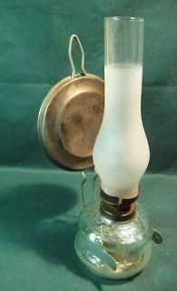 antique mini oil kerosene lamp w tin reflector primitive time