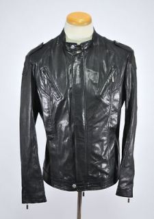 Authentic $2000 Just Cavalli Black Leather Jacket Coat US M EU 50