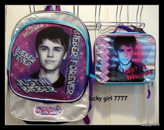 NWT Official JUSTIN BIEBER Large (full size) Backpack & Lunch Tote LOW 