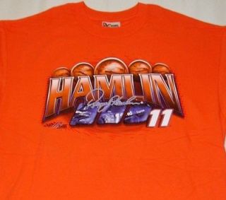 NWT NASCAR #11 Denny Hamlin Fed Ex Orange Cotton Mens Tee Shirt 2X