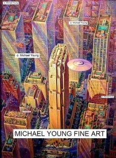   The City #2 Giclee Print Michael Young Art Deco Alien UFO Kansas USA