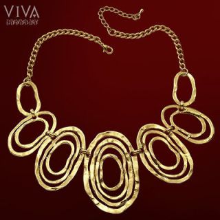 14K Yellow Gold Plated Adjustable Ripple Circle Wild Unruly Necklace 