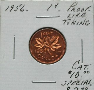 Canada 1956 PL ONE CENT BU RED Proof Like Toning Bob Armstrong Graded 