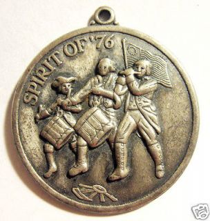 Patriotic Bicentennial Medallion Medal Spirit of 76 Silver Tone Metal
