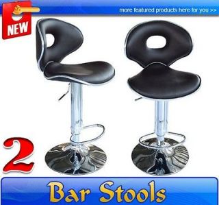 Set of 2 Bar Stools Pub Home Adjustment Swivel Barstool Black