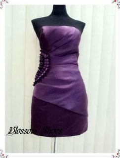 PURPLE PLEATED SIDE PROM RACE COCKTAIL EVENING FORMAL MINI PARTY DRESS 