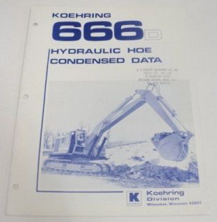 koehring 1972 666d excavator condensed data brochure 