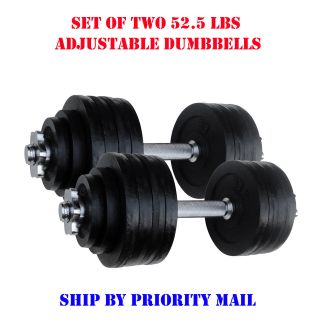   LBS Adjustable Cast Iron Dumbbells set. Total 105 lbs. Ship Priority