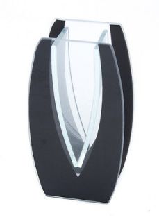 glass ware mirrored black vase curved 16cm new from united