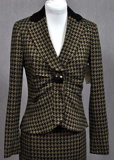 ETCETERA Womens 2011 Stretch Knit Houndstooth Suit Blazer Size 4 