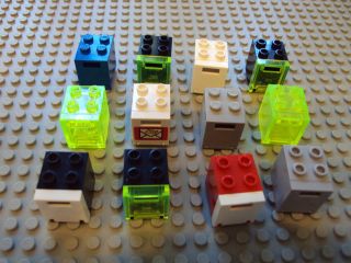 Lego Minifig ~ Mixed Lot Of 12 Storage Containers Safe Box Mail Hinged 