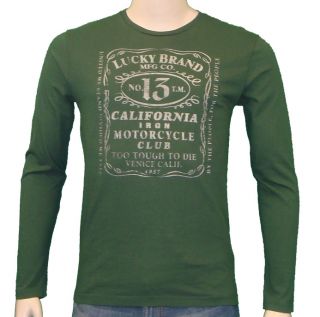 lucky brand jeans whiskey label t shirt dark green one